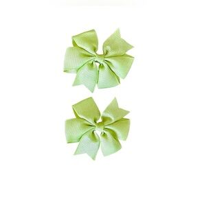Tiny Ribbon Bow Hair Clips Light Green NEW